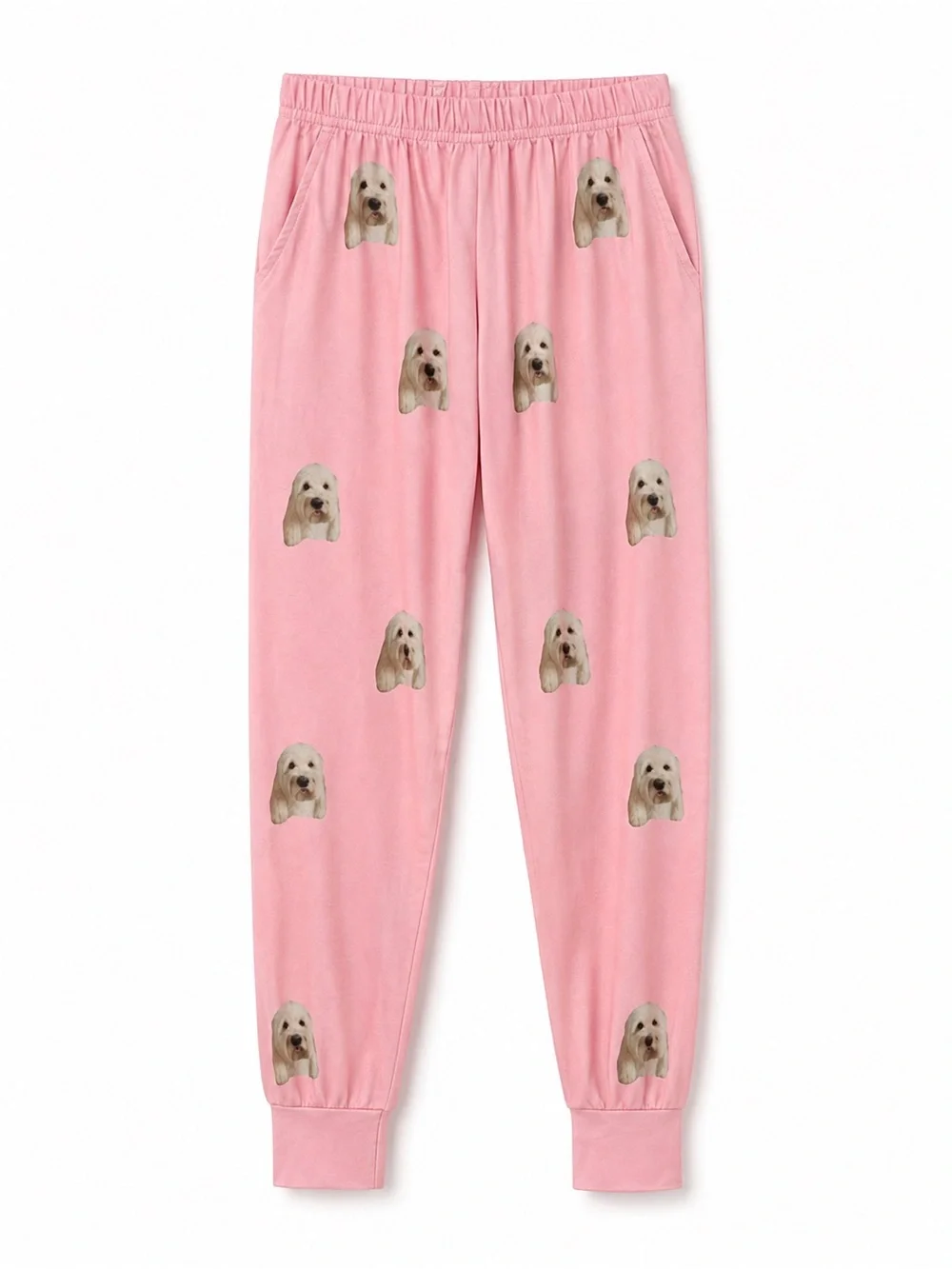 Kids Pajama Bottoms Golden Doodle Pink Background Size 8-9 Y